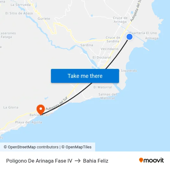 Poligono De Arinaga Fase IV to Bahia Feliz map