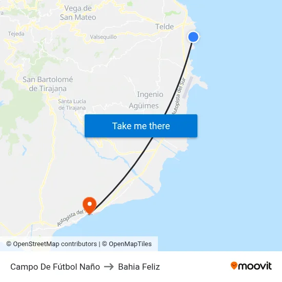 Campo De Fútbol Naño to Bahia Feliz map
