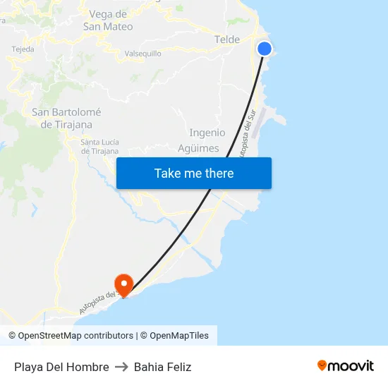 Playa Del Hombre to Bahia Feliz map