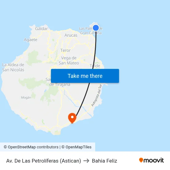 Av. De Las Petrolíferas (Astican) to Bahia Feliz map