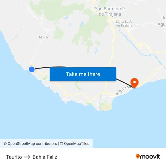Taurito to Bahia Feliz map