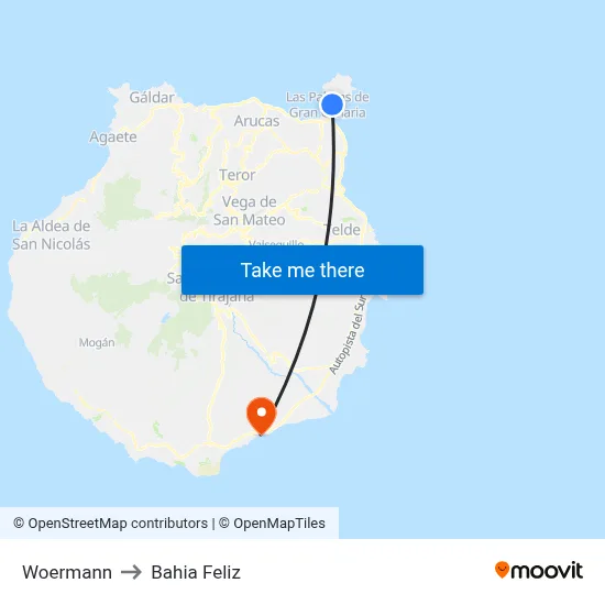 Woermann to Bahia Feliz map