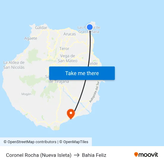 Coronel Rocha (Nueva Isleta) to Bahia Feliz map