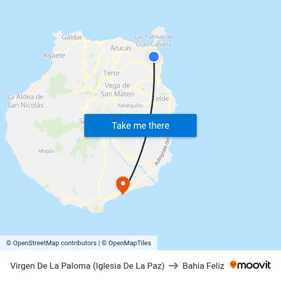 Virgen De La Paloma (Iglesia De La Paz) to Bahia Feliz map