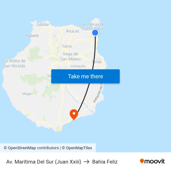 Av. Marítima Del Sur (Juan Xxiii) to Bahia Feliz map