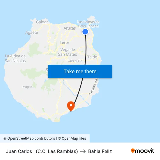 Juan Carlos I (C.C. Las Ramblas) to Bahia Feliz map