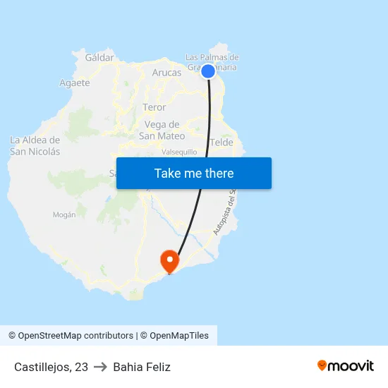 Castillejos, 23 to Bahia Feliz map