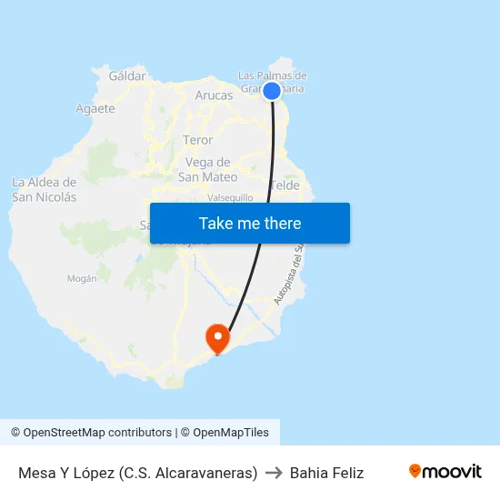 Mesa Y López (C.S. Alcaravaneras) to Bahia Feliz map