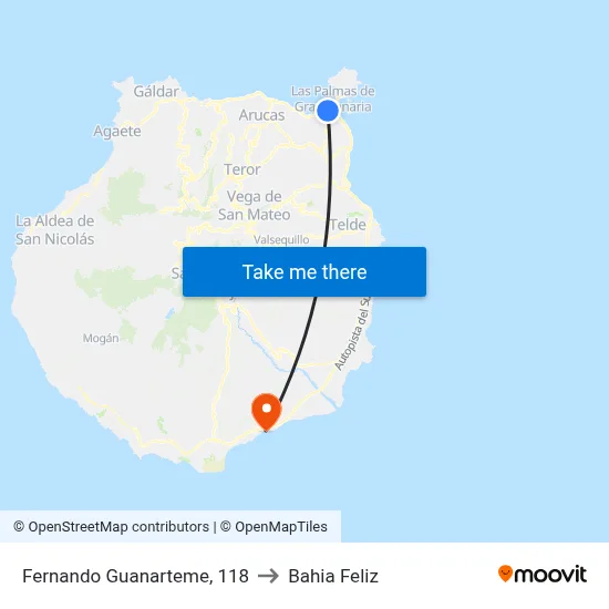 Fernando Guanarteme, 118 to Bahia Feliz map
