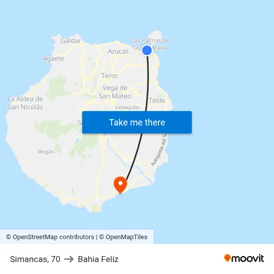 Simancas, 70 to Bahia Feliz map