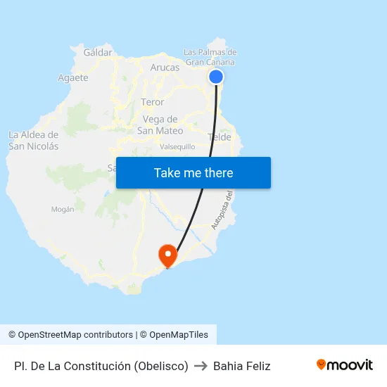 Pl. De La Constitución (Obelisco) to Bahia Feliz map