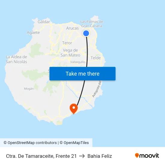 Ctra. De Tamaraceite, Frente 21 to Bahia Feliz map