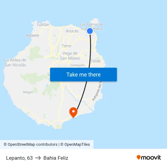 Lepanto, 63 to Bahia Feliz map