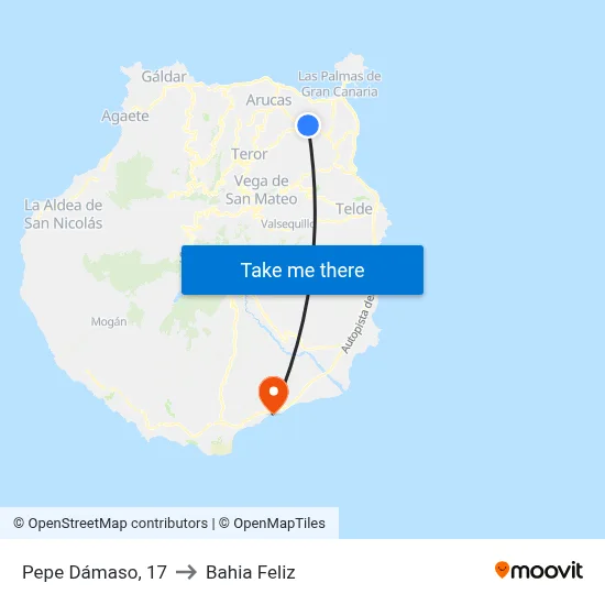 Pepe Dámaso, 17 to Bahia Feliz map
