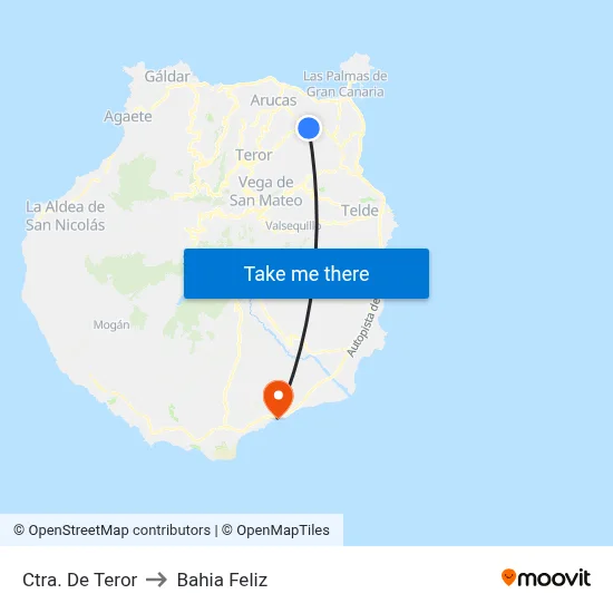 Ctra. De Teror to Bahia Feliz map