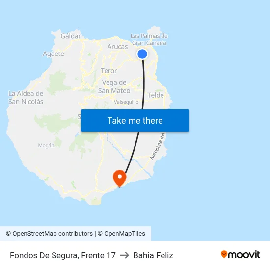 Fondos De Segura, Frente 17 to Bahia Feliz map