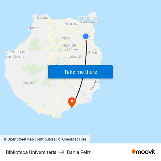 Biblioteca Universitaria to Bahia Feliz map