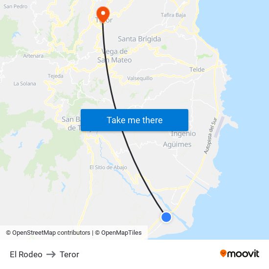 El Rodeo to Teror map