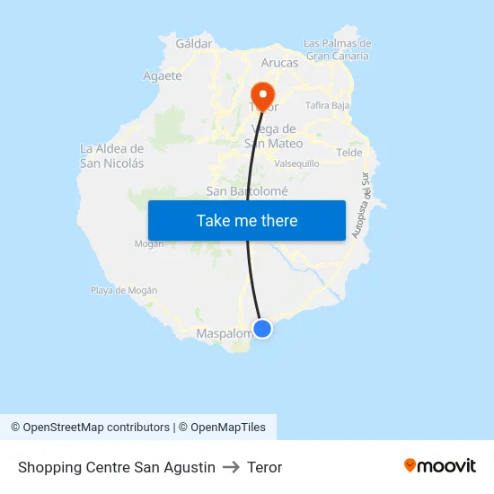 Shopping Centre San Agustin to Teror map