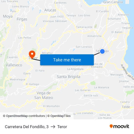 Carretera Del Fondillo, 3 to Teror map