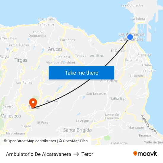 Ambulatorio De Alcaravanera to Teror map