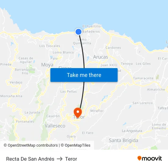 Recta De San Andrés to Teror map