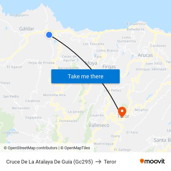 Cruce De La Atalaya De Guía (Gc295) to Teror map