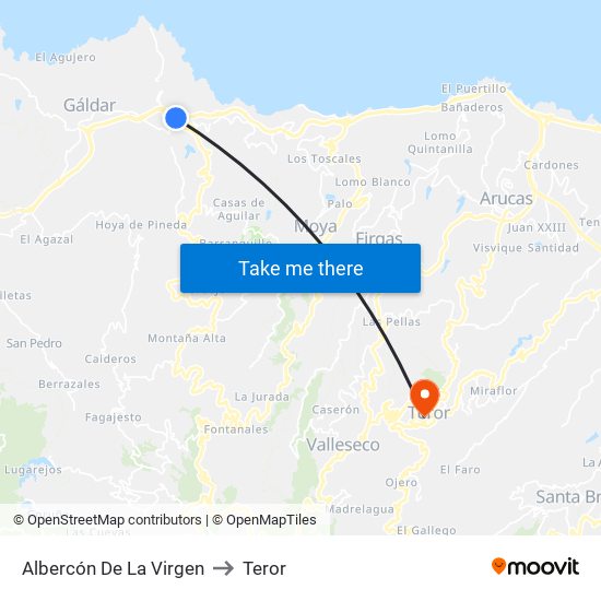 Albercón De La Virgen to Teror map