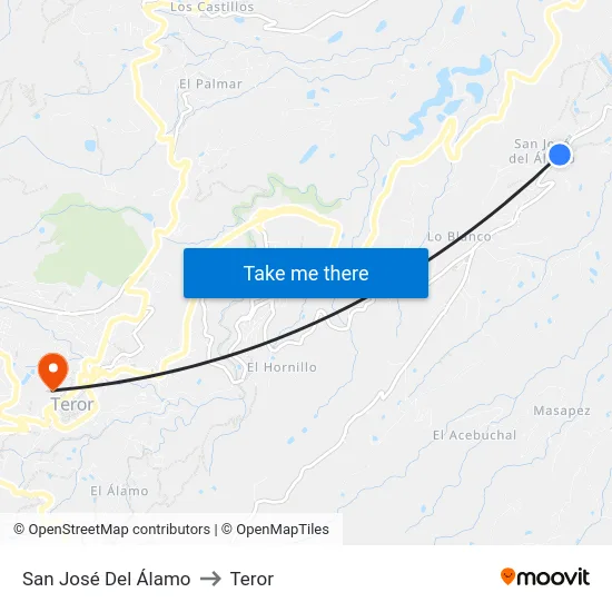 San José Del Álamo to Teror map