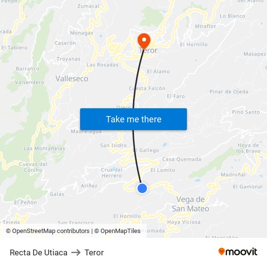 Recta De Utiaca to Teror map