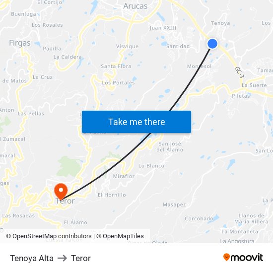 Tenoya Alta to Teror map