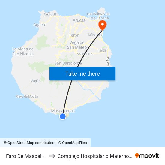 Faro De Maspalomas to Complejo Hospitalario Materno-Insular map