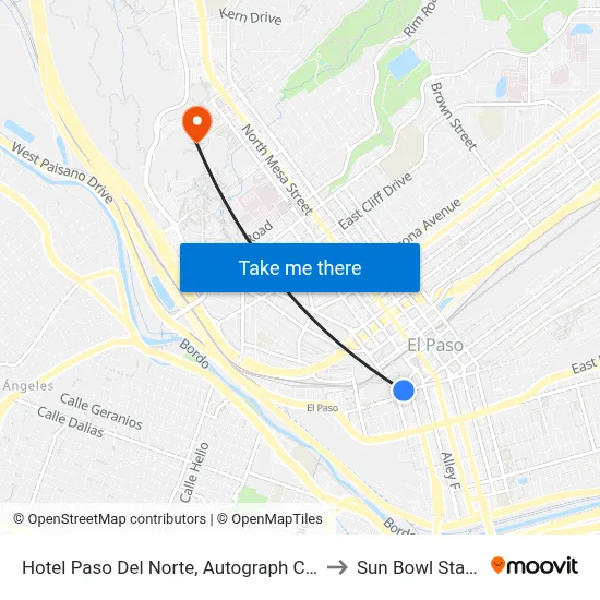 Hotel Paso Del Norte, Autograph Collection to Sun Bowl Stadium map