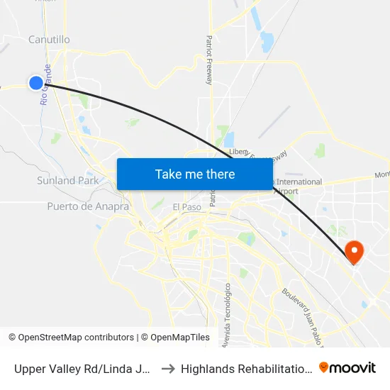 Upper Valley Rd/Linda Johnson Ave to Highlands Rehabilitation Hospital map