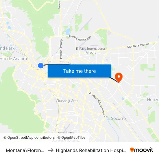 Montana\Florence to Highlands Rehabilitation Hospital map