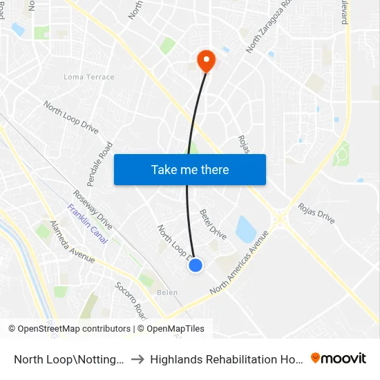 North Loop\Nottingham to Highlands Rehabilitation Hospital map