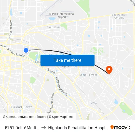 5751 Delta\Medina to Highlands Rehabilitation Hospital map