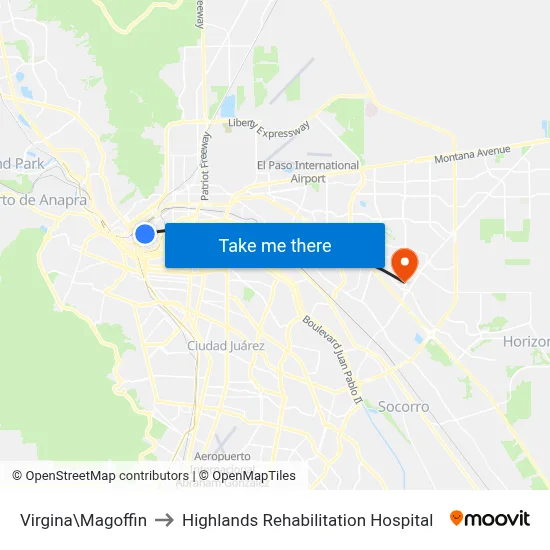 Virgina\Magoffin to Highlands Rehabilitation Hospital map
