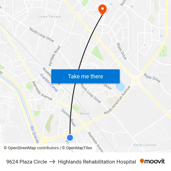 9624 Plaza Circle to Highlands Rehabilitation Hospital map