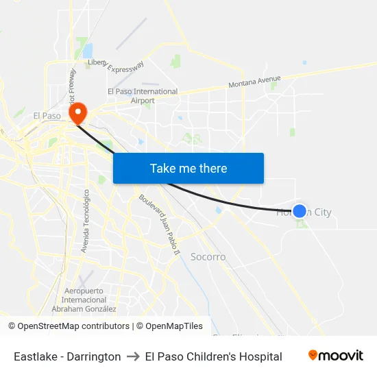 Eastlake - Darrington to El Paso Children's Hospital map