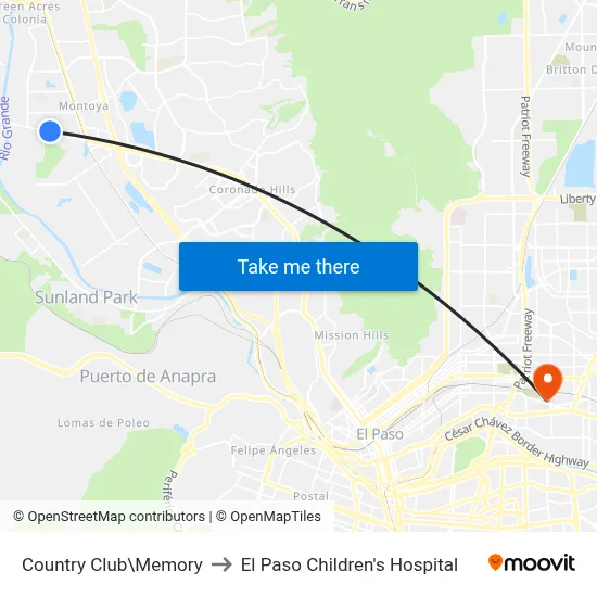 Country Club\Memory to El Paso Children's Hospital map