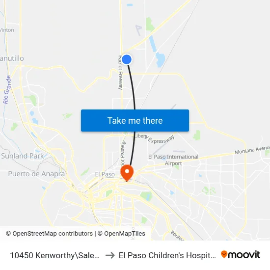 10450 Kenworthy\Salem to El Paso Children's Hospital map