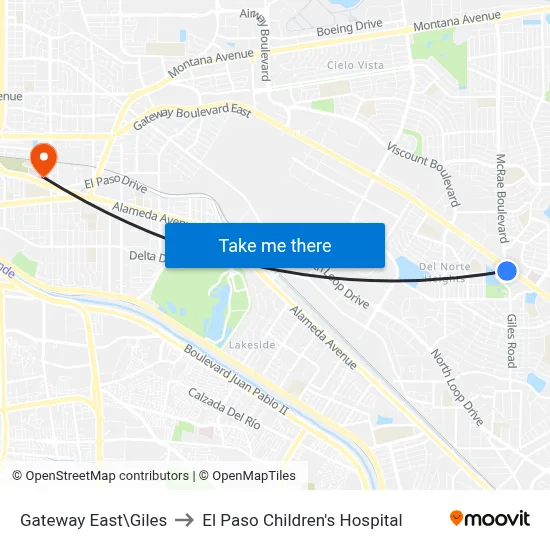 Gateway East\Giles to El Paso Children's Hospital map