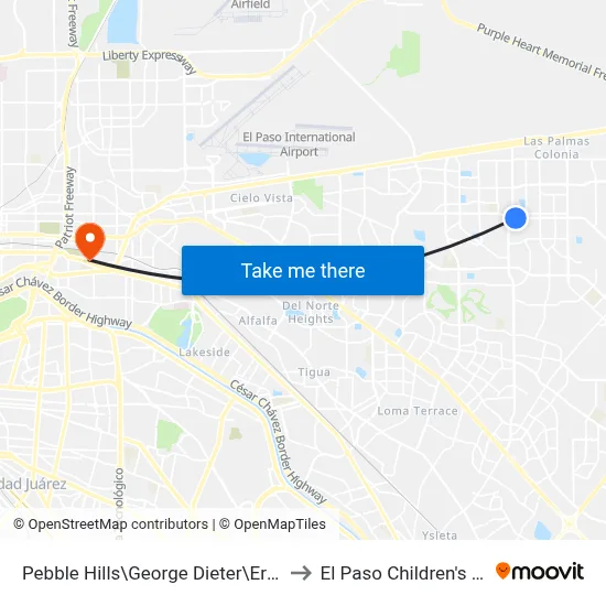 Pebble Hills\George Dieter\Ernesto Serna to El Paso Children's Hospital map