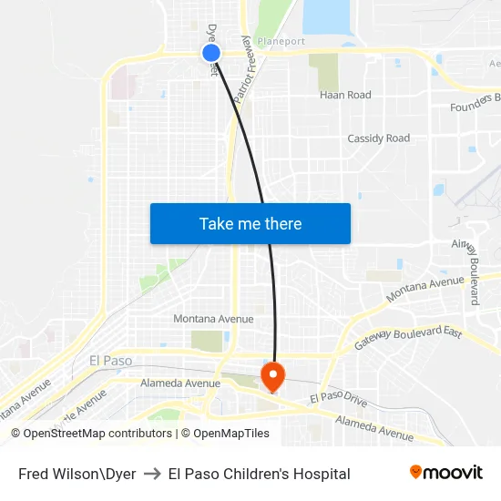 Fred Wilson\Dyer to El Paso Children's Hospital map