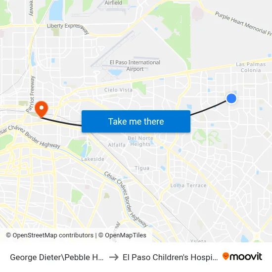 George Dieter\Pebble Hills to El Paso Children's Hospital map