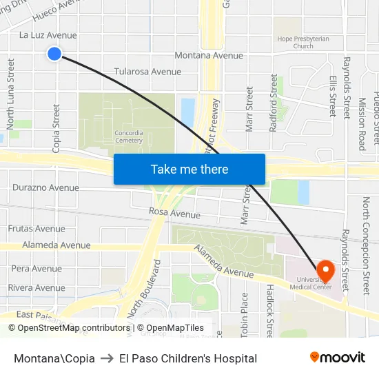 Montana\Copia to El Paso Children's Hospital map