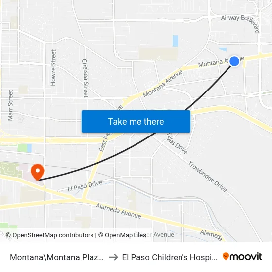Montana\Montana Plaza I to El Paso Children's Hospital map