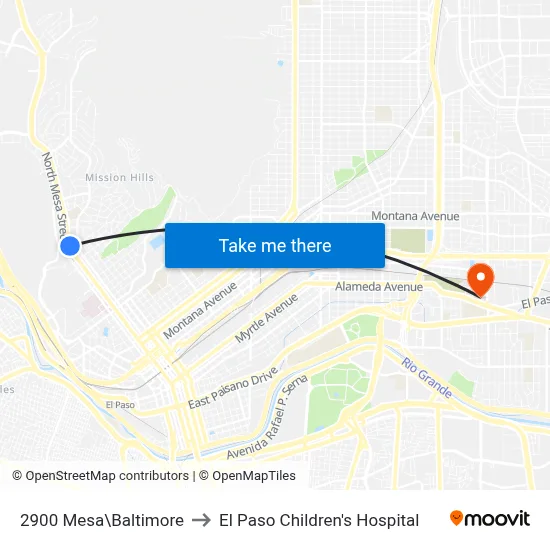 2900 Mesa\Baltimore to El Paso Children's Hospital map