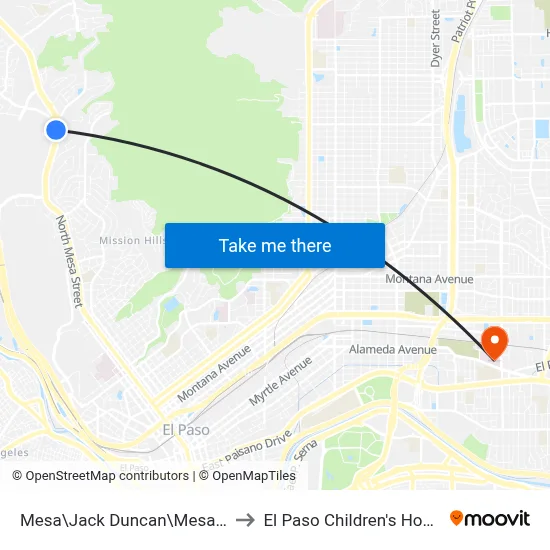 Mesa\Jack Duncan\Mesa Park to El Paso Children's Hospital map